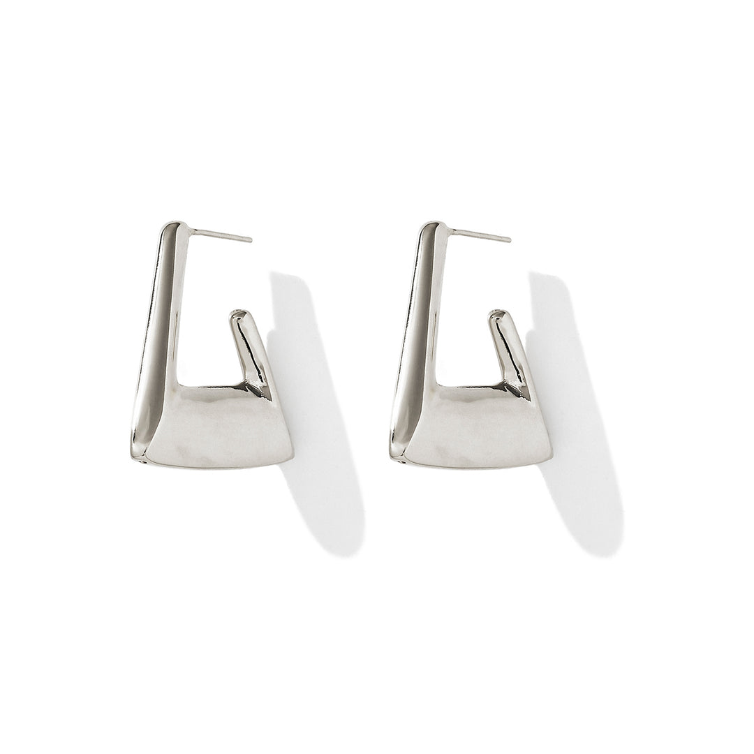 SLEEK LARGE TRIANGULAR HOOPS SILVER